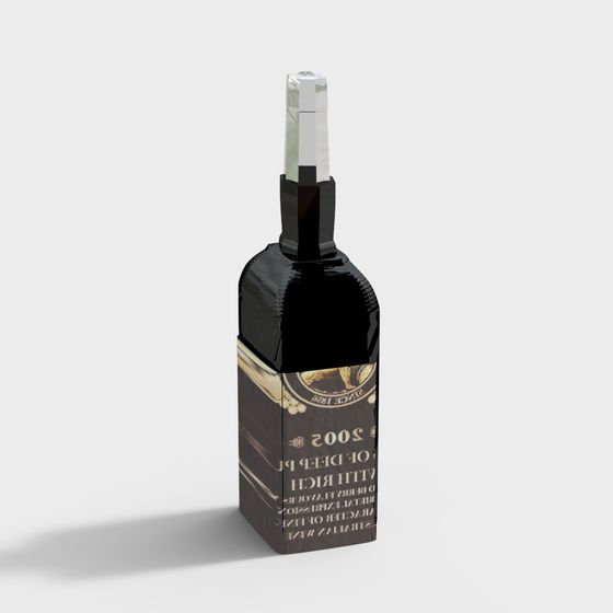 Vintage-Inspired Wine Bottle 3D model