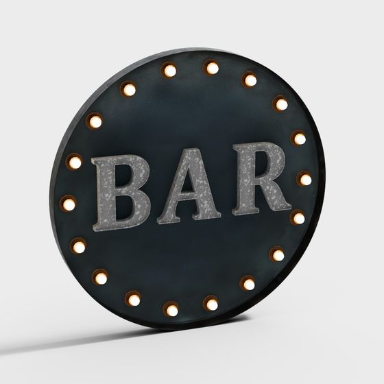 Vintage Bar Sign 3D model with Low Poly Design