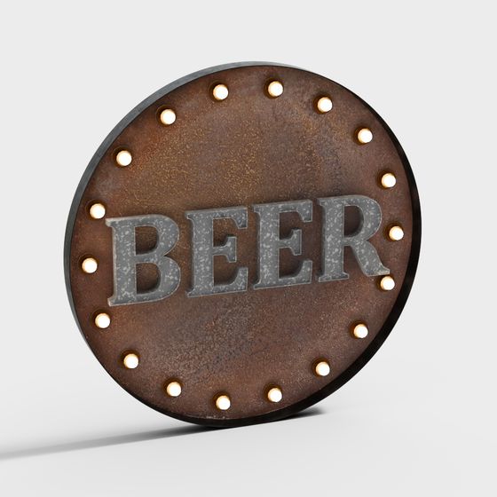 Rustic Beer Sign 3D model