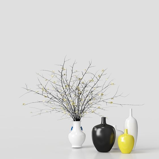 Elegant Low-Poly Vase Collection 3D model