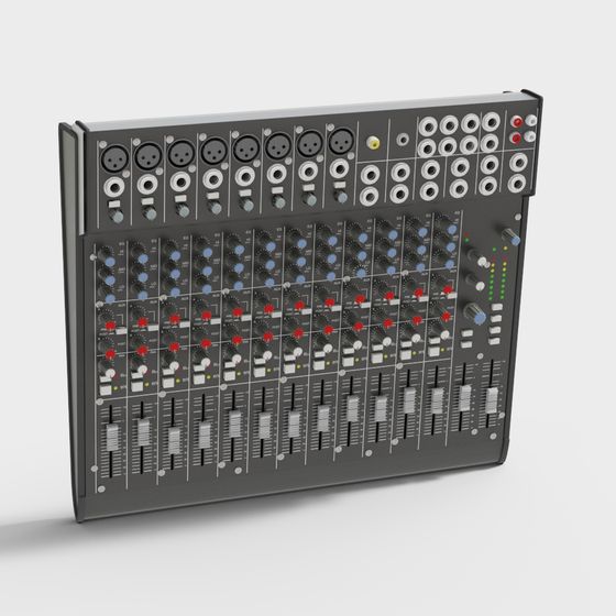Modern Low-Poly 3D Audio Mixer Console Model