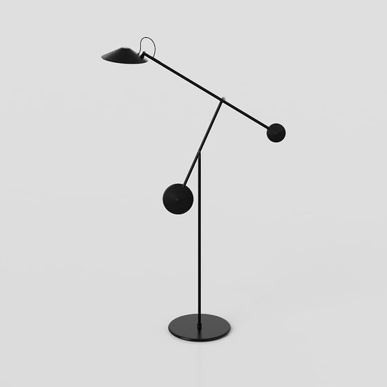Modern Minimalist Floor Lamp 3D Model in Black