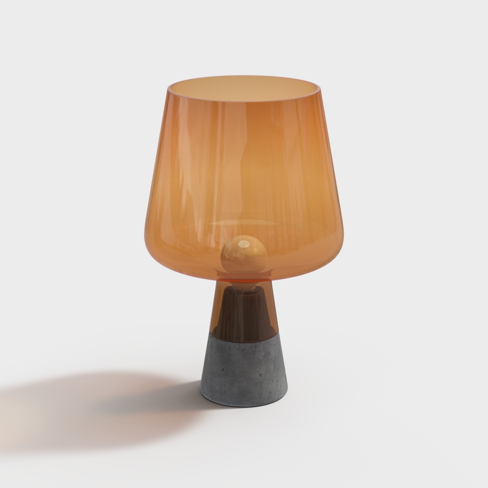 Unique Low-Poly Table Lamp 3D Model – Orange Glass Shade