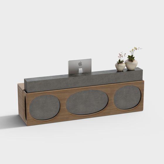 Contemporary Concrete and Wood Office Desk 3D model