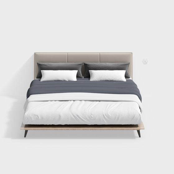 Elegant Modern 3D Bed Model for Interior Design