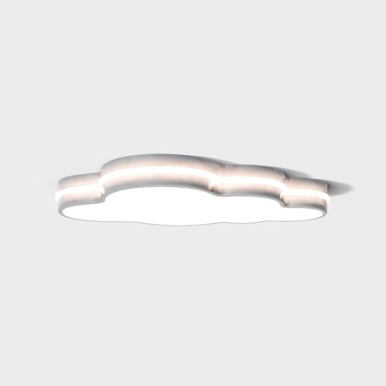 Cloud Shaped Ceiling Lamp 3D Model in Gray