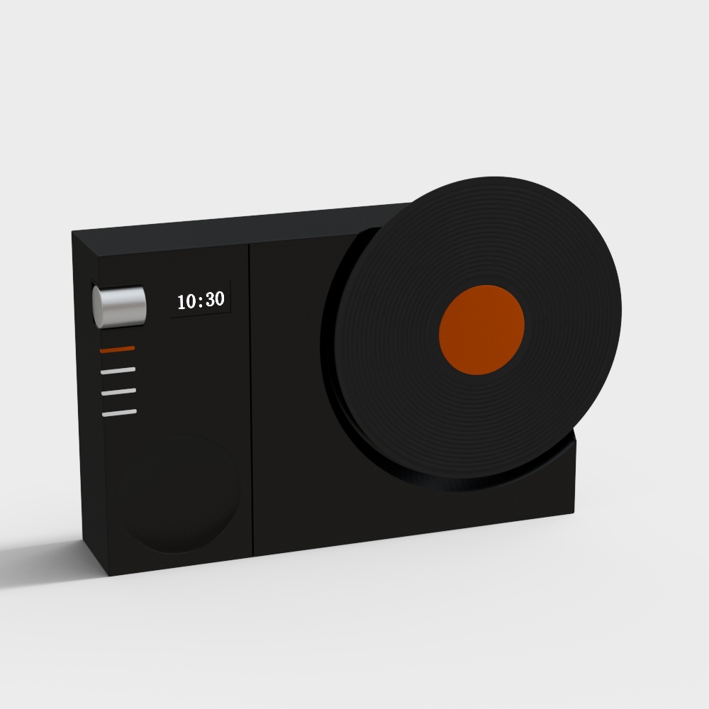 Vintage Radio 3D Model – Low Poly Black & Orange