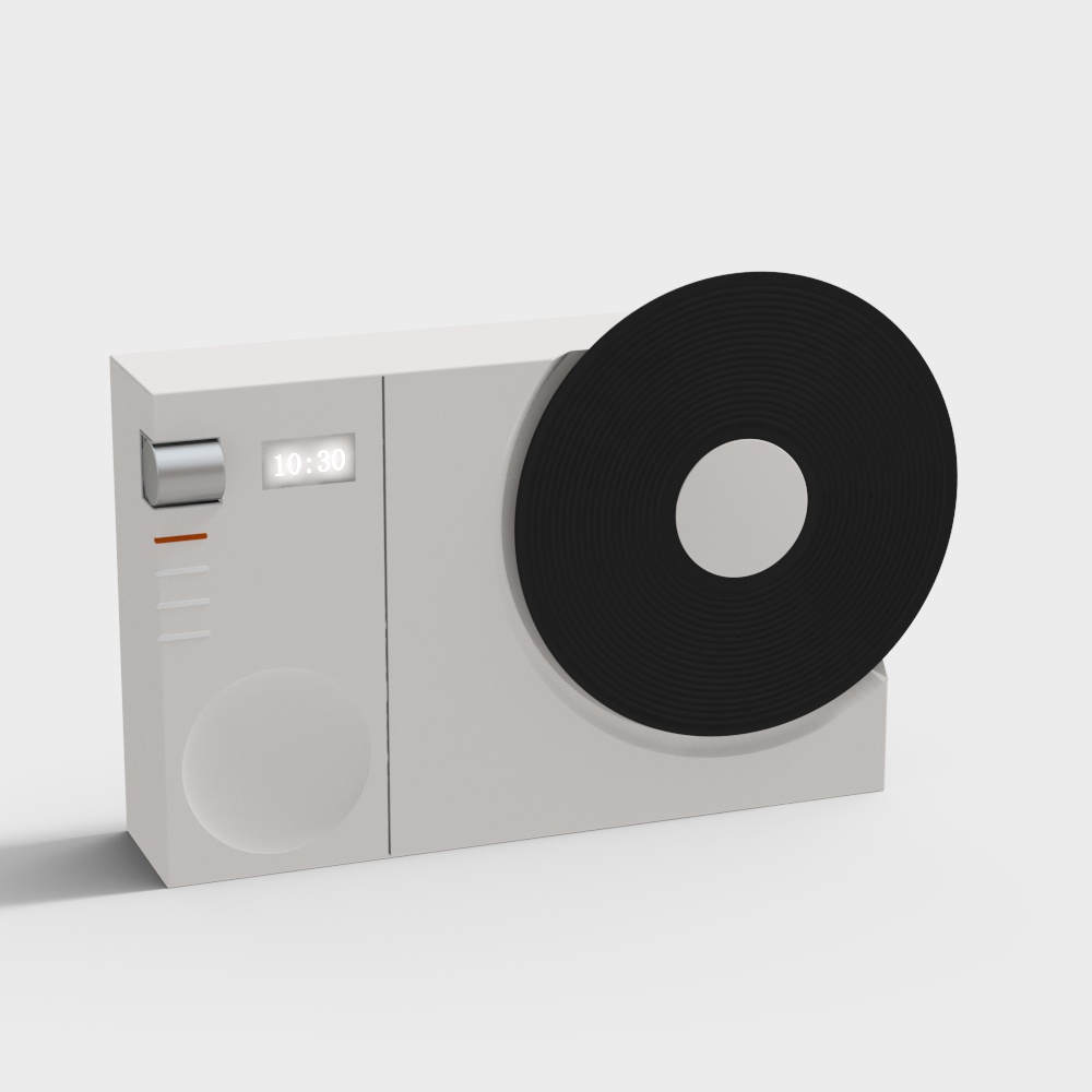 Retro Radio Low-Poly 3D Model – White and Black Design