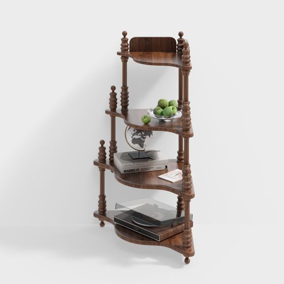 Vintage Bookshelf 3D model with Artistic Charm