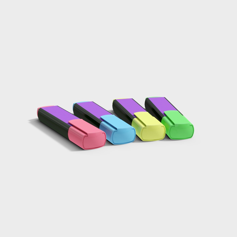 Modern office supplies colored highlighters