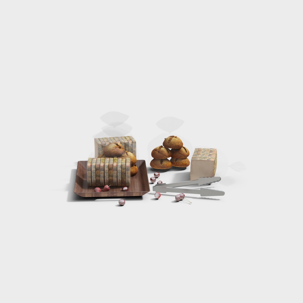 Delicious Bakery Treats 3D Model – Low Poly Food Set
