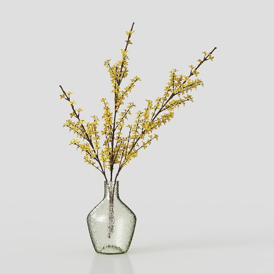 Glass Vase with Golden Bellflower 3D model