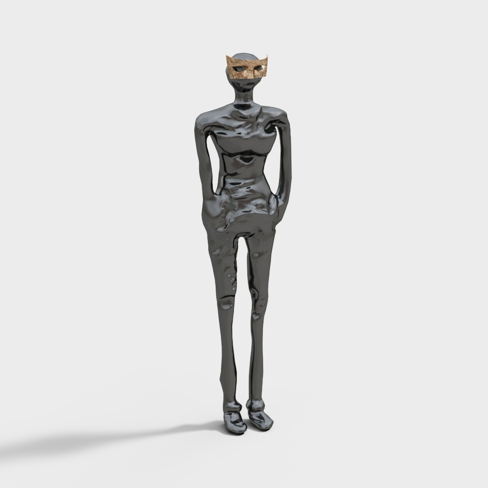 Modern Trend Sculpture 3D Model in Black