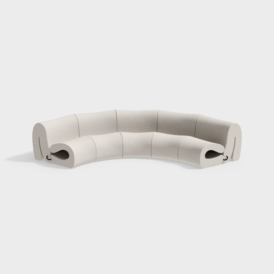 Trendy Curved Sofa 3D model for Modern Spaces