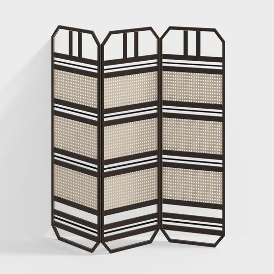 Vintage-Modern Fusion 3D Room Divider Screen Model