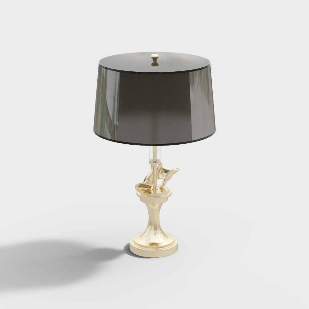 Elegant Golden Table Lamp 3D Model – Minimalist Lighting