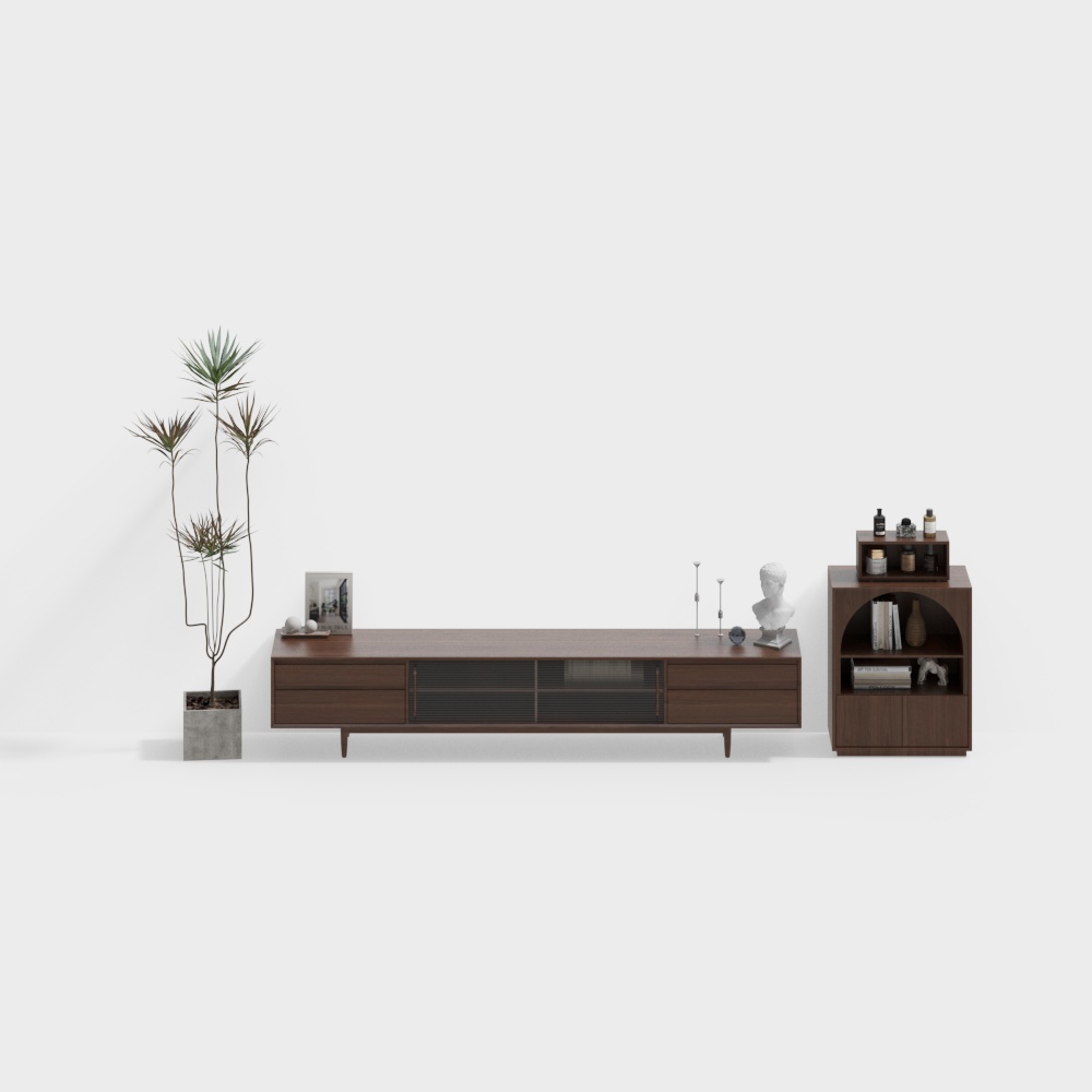 Urban Living Room Furniture Set – Low-Poly Wood Design