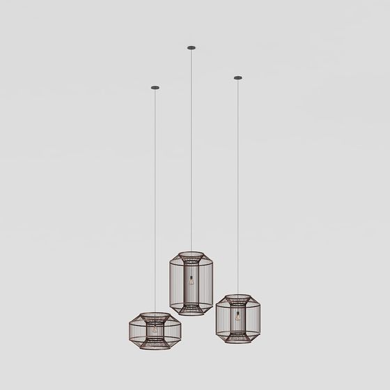 Geometric Cage Pendant 3D model