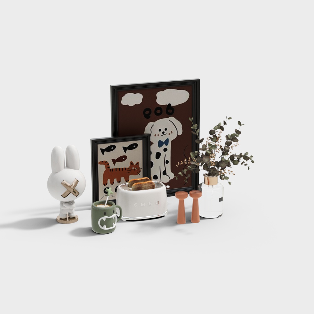 Charming Low-Polygon Decoration 3D Model Set