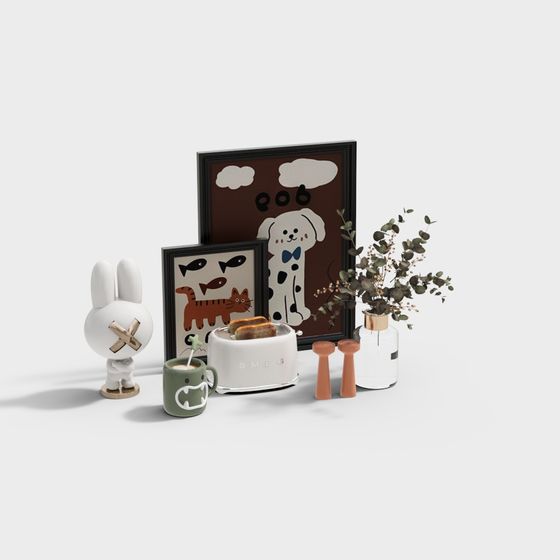 Charming Low-Polygon Decoration 3D Model Set