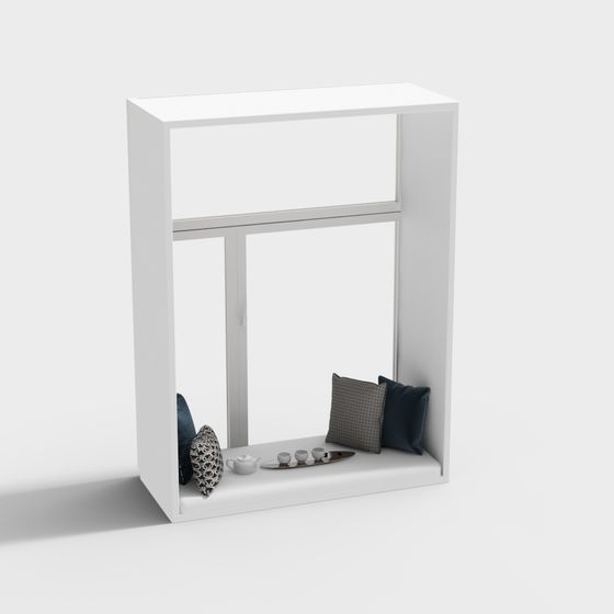 Modern White Bedroom Bay Window 3D Model