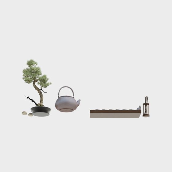Serene Minimalist 3D Model of Nature Elements