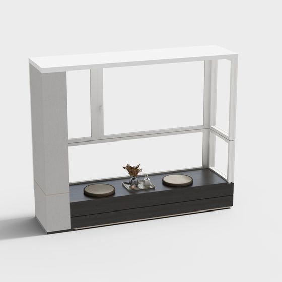 Elegant Glass Window Side Cabinet 3D model