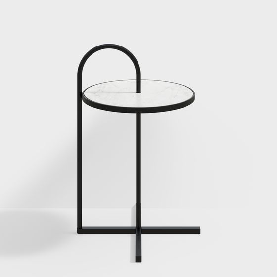 Curved Marble Side Table 3D model for Modern Interiors