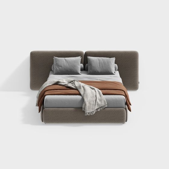 Stylish Low-Poly Bed 3D Model for Modern Interiors