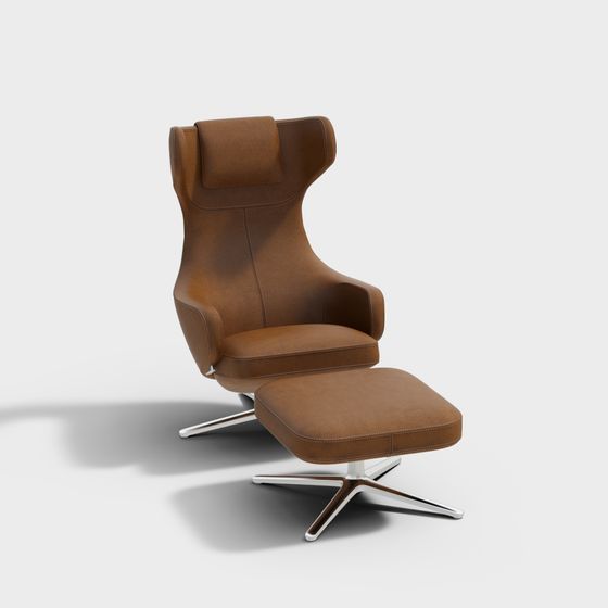 Chic Leather Lounge Chair 3D model