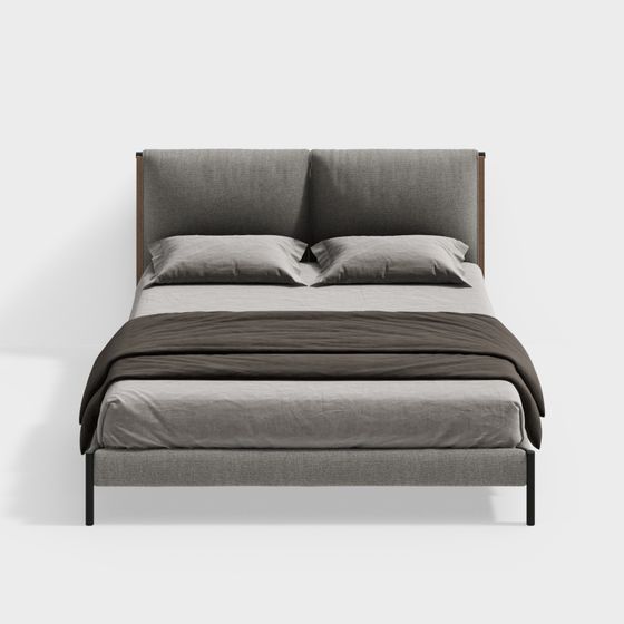Chic Minimalist Bed Frame 3D model for Contemporary Spaces