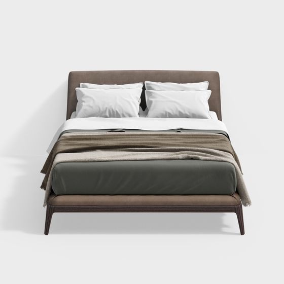 Elegant Modern Bed 3D model for Contemporary Interiors