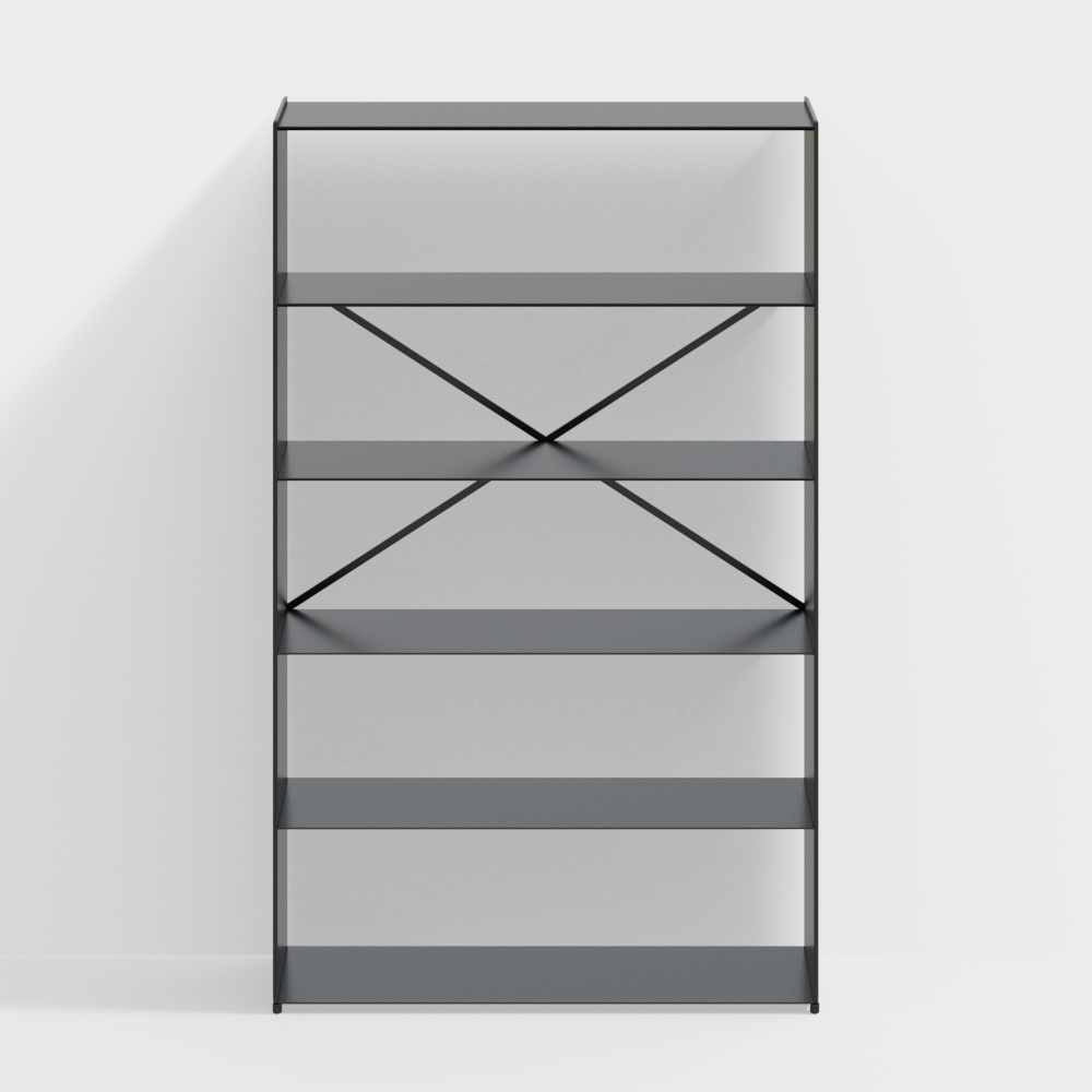 Sleek Gray Bookshelf 3D Model – Modern Minimalist Design