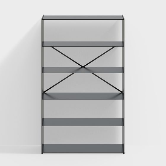 Modern Shelving 3D Model in Gray Finish