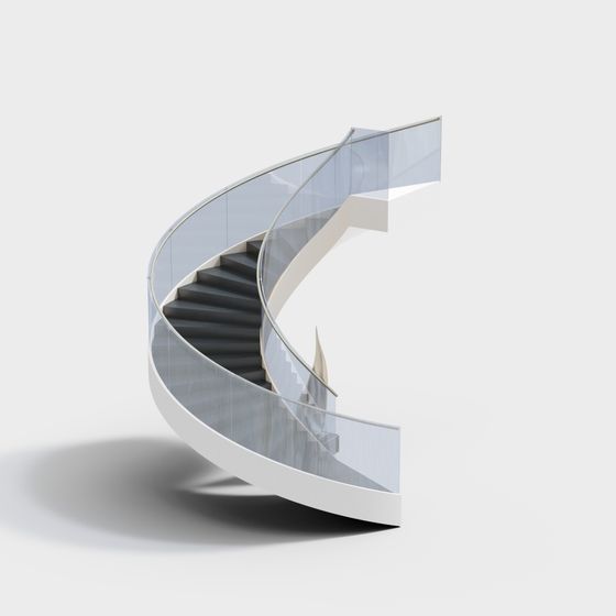 Sleek Modern Glass and Metal Staircase 3D model