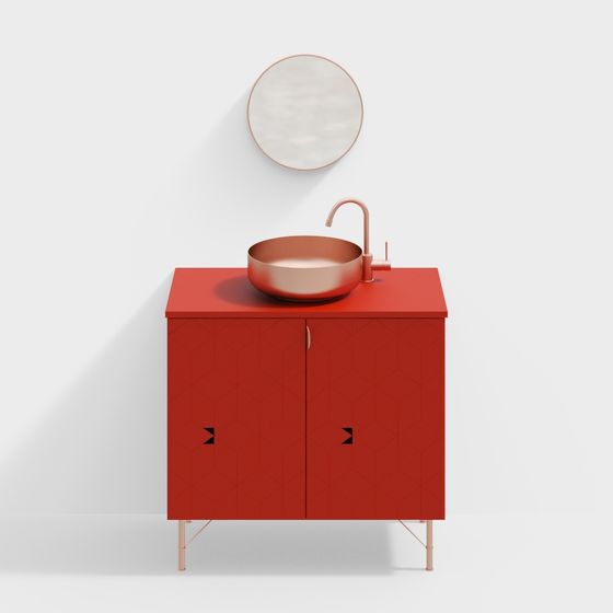 Geometric Red Cabinet 3D model