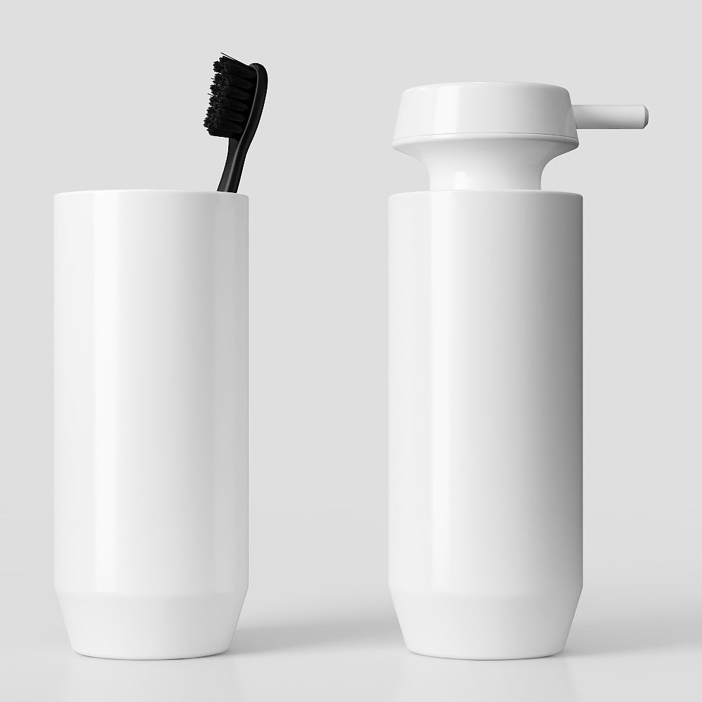 Modern white gargle cup soap dispenser