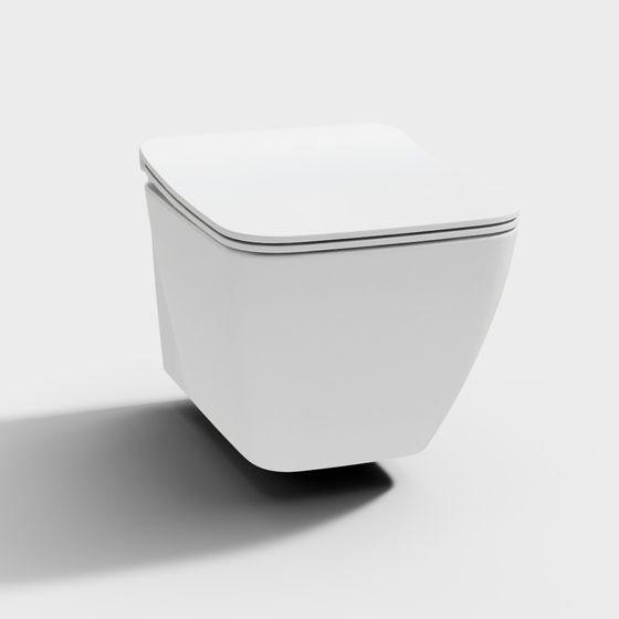 Stylish Low-Poly Floating Toilet 3D model for Interior Design