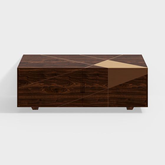 Geometric Wooden TV Cabinet 3D model