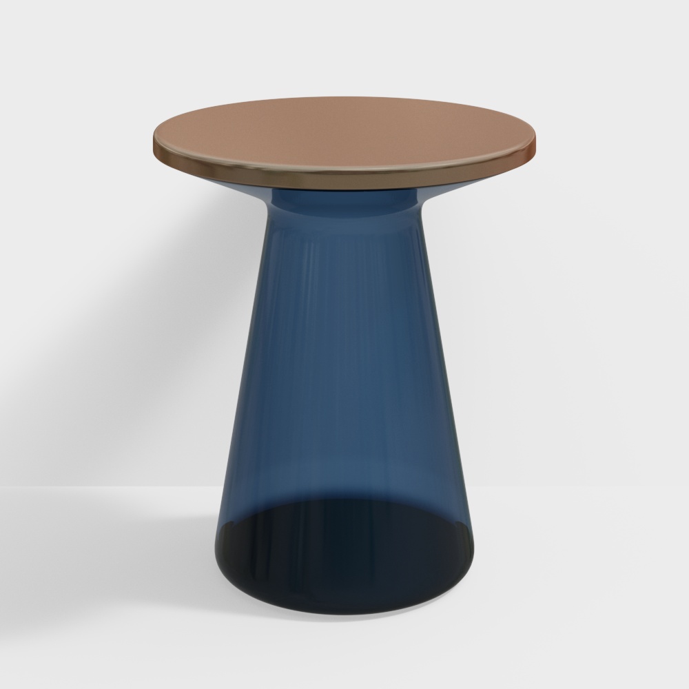 Cone-Shaped Side Table 3D Model – Wooden Top with Gradient Base