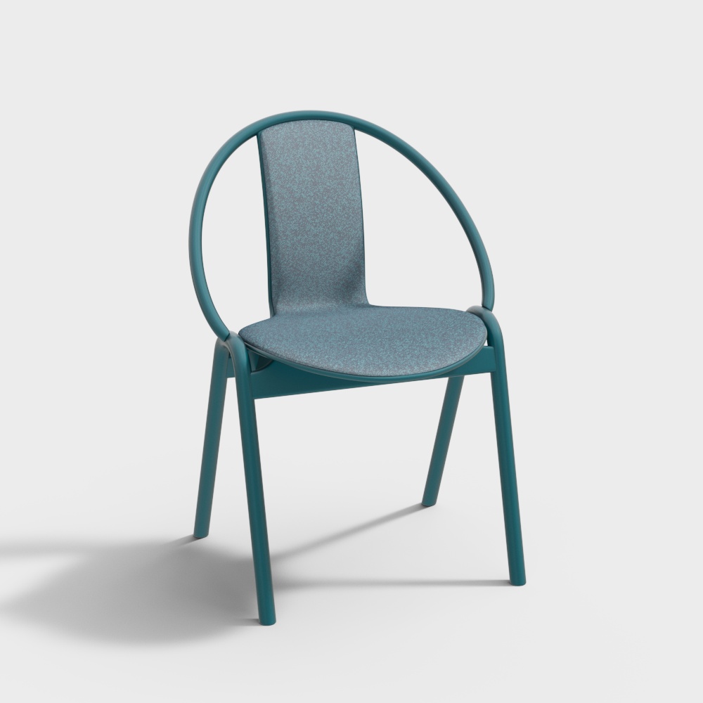 Urban Elegance Chair 3D Model – Low-Poly Teal Design