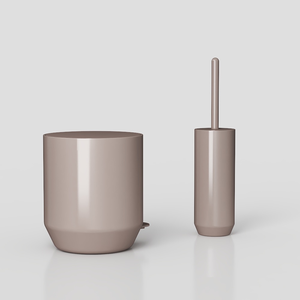 Modern garbage can toilet brush combo