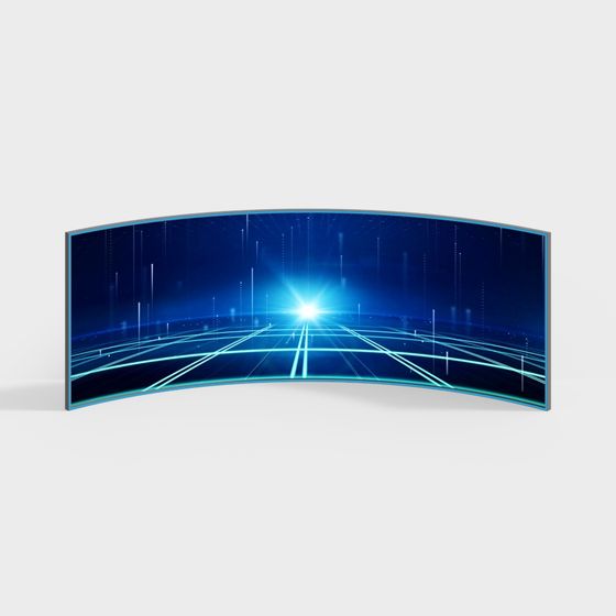 Curved Monitor 3D Model with Low Polygon Design