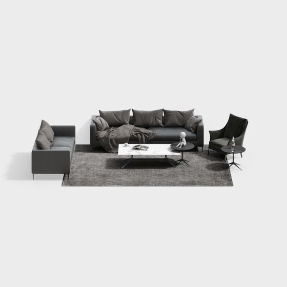 Urban Living Room 3D model for Stylish Spaces
