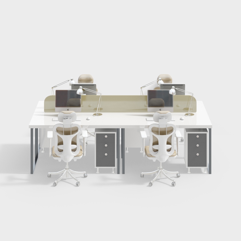 Modern Open Workspace 3D Model – Low-Poly Office Design