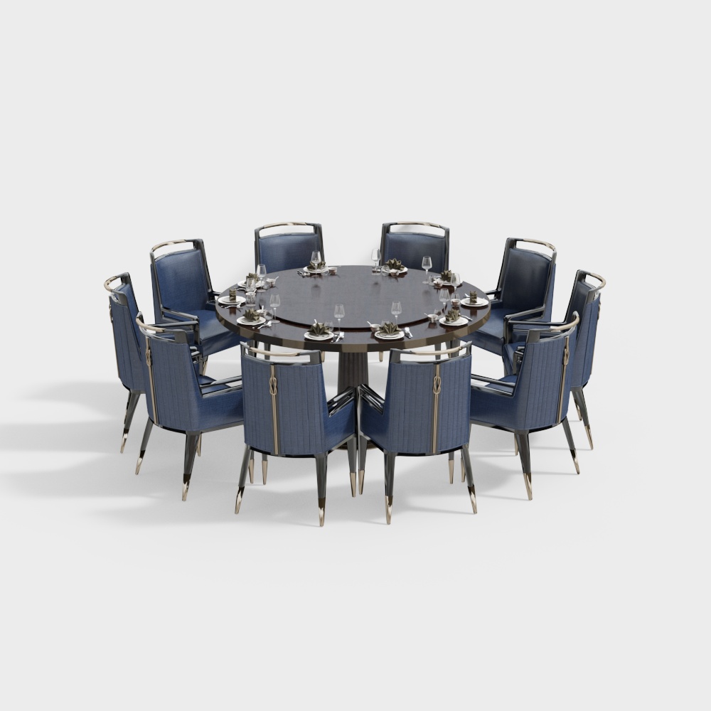 New Chinese-Style Round Dining Table Set