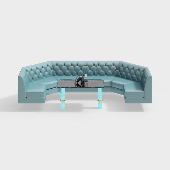 Stylish Curved Sofa 3D model for Modern Spaces