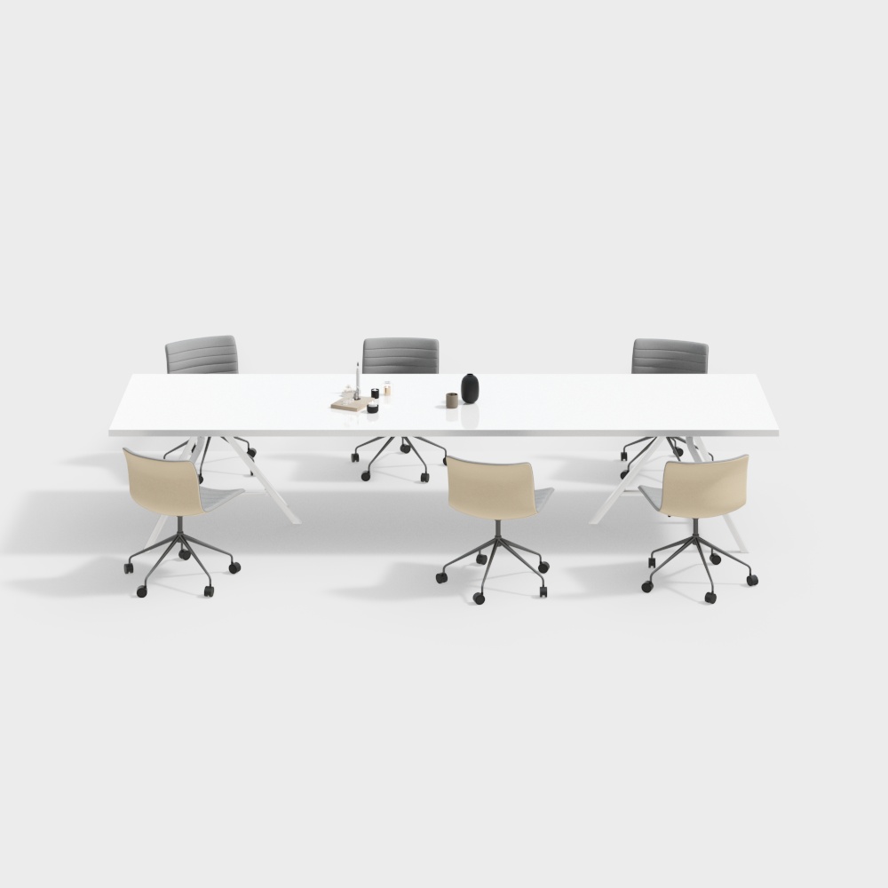 Modern Conference Table and Office Chair Set 3D Model