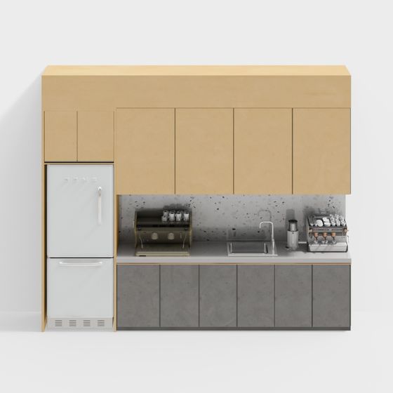 Stylish Minimalist Kitchen Cabinet 3D model