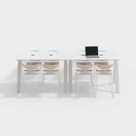 Modern Minimalist Conference Table and Chairs 3D model